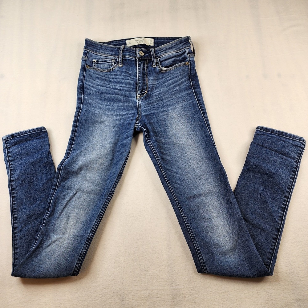 Abercrombie & Fitch Skinny Womens Size 2L 26 X 33 Blue Mid‎ Rise Denim